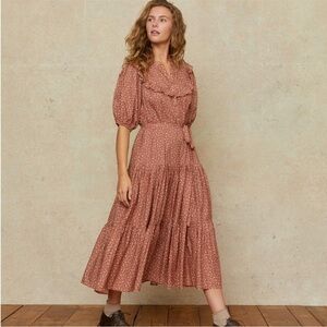 Christy Dawn Dress Emilia Floral Midi Cotton Rooibos Harvest S EUC